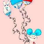 animal balloons ! illustration for birthday card