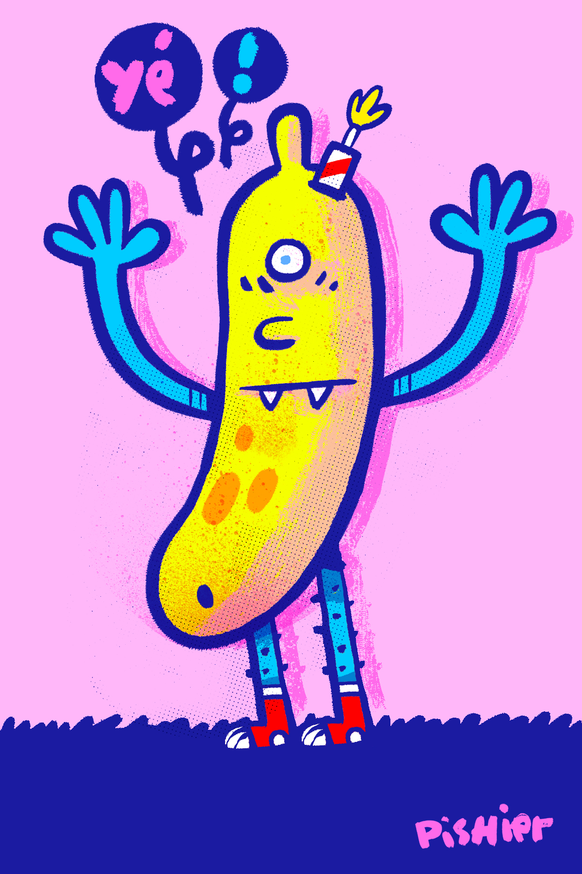 Birthday card illustration (banana boy)