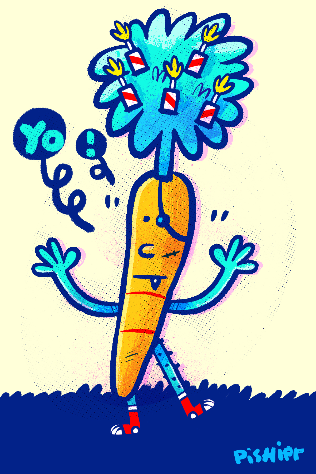 Birthday card illustration (carrot boy)