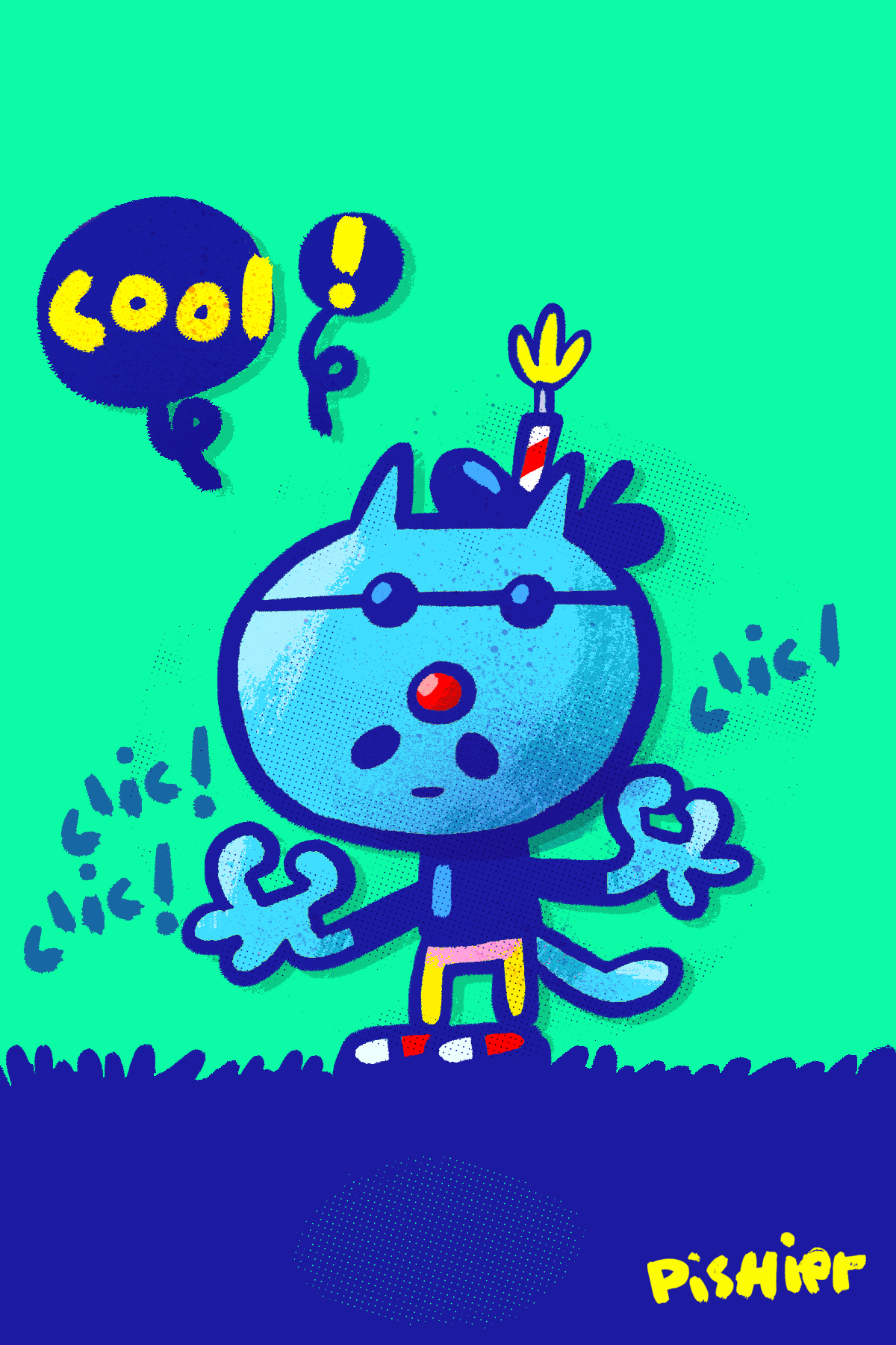 Birthday card illustration (cool cat)