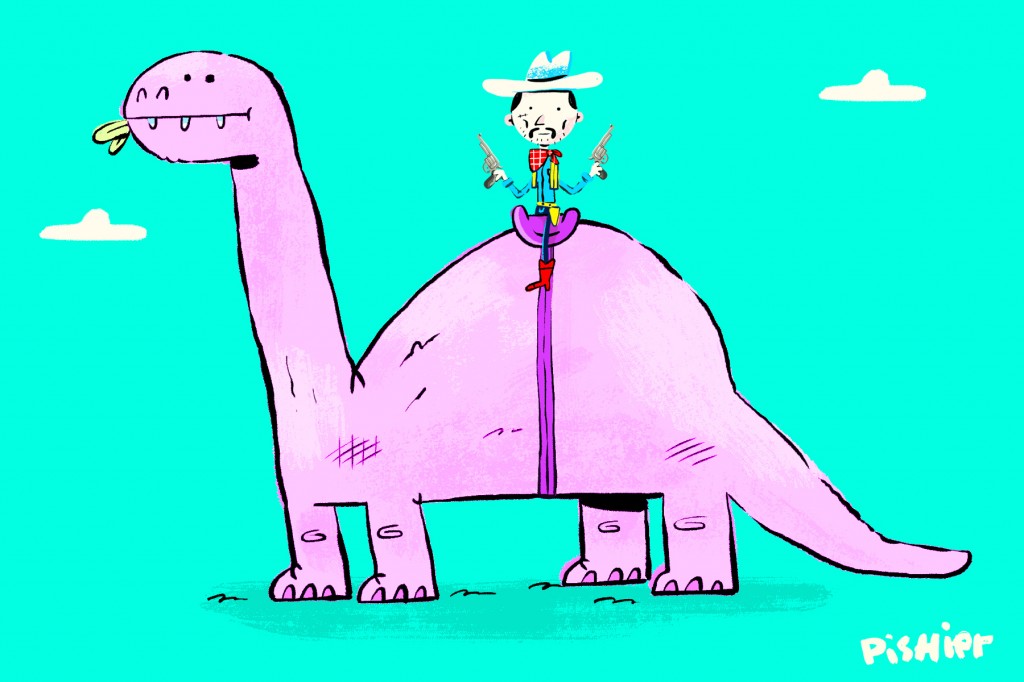 dino cowboy! illustration for birthday card