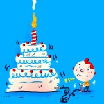 Inflatable boat ! illustration for birthday card