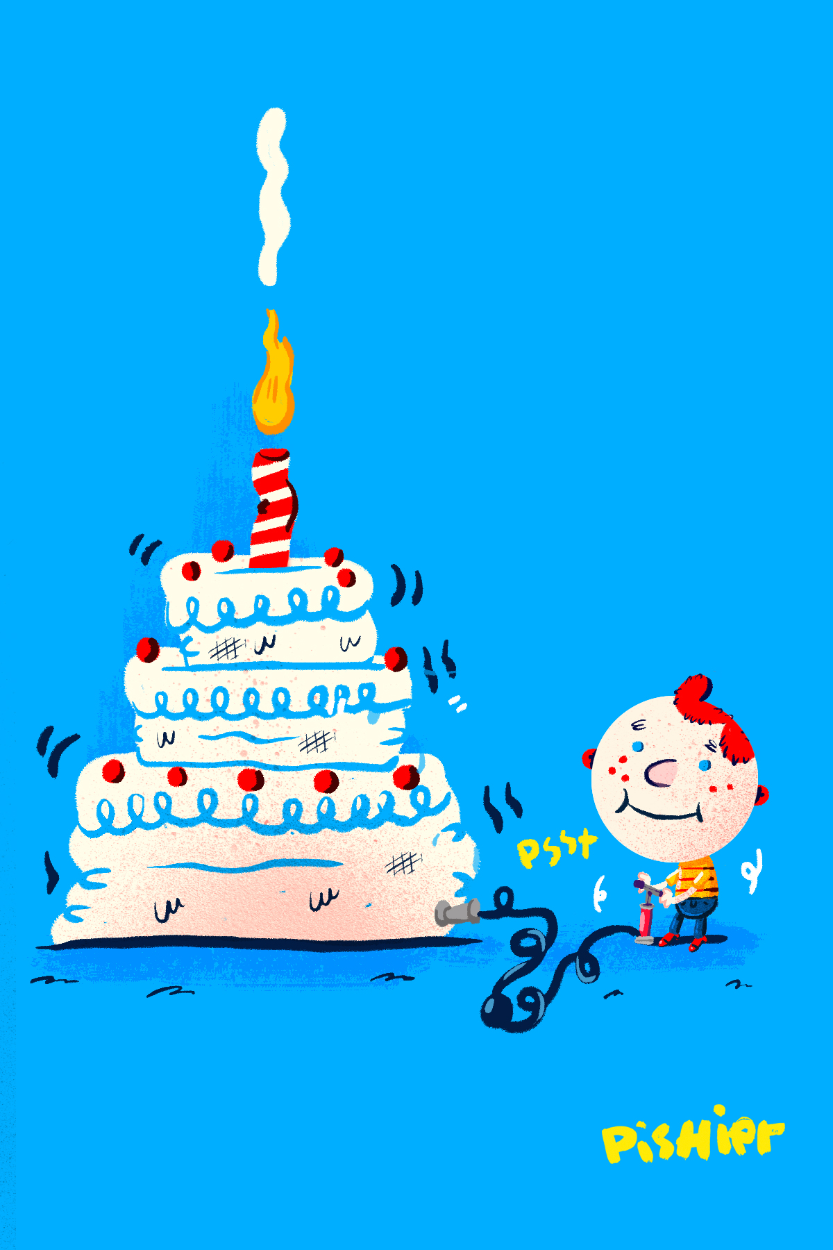 inflatable cake ! illustration for birthday card